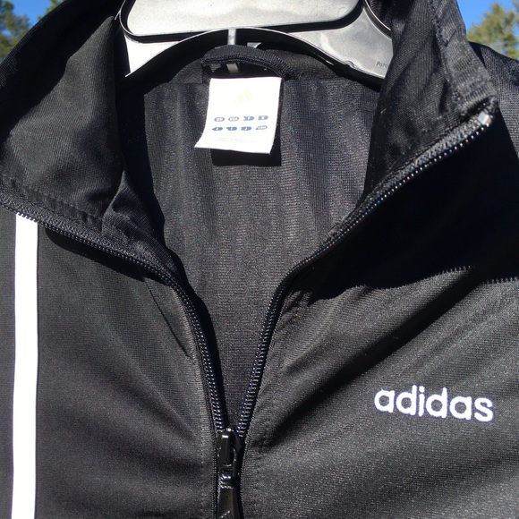 Adidas Youth Medium Zip Up Black and White Jacket - Picture 2 of 7